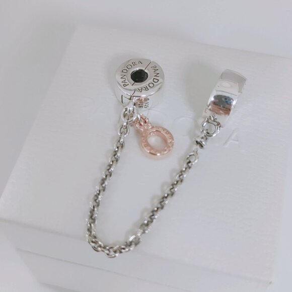 Pandora Dangling Crown O Safety Chain Charm S925 Sterling Silver with box - Picture 5 of 5